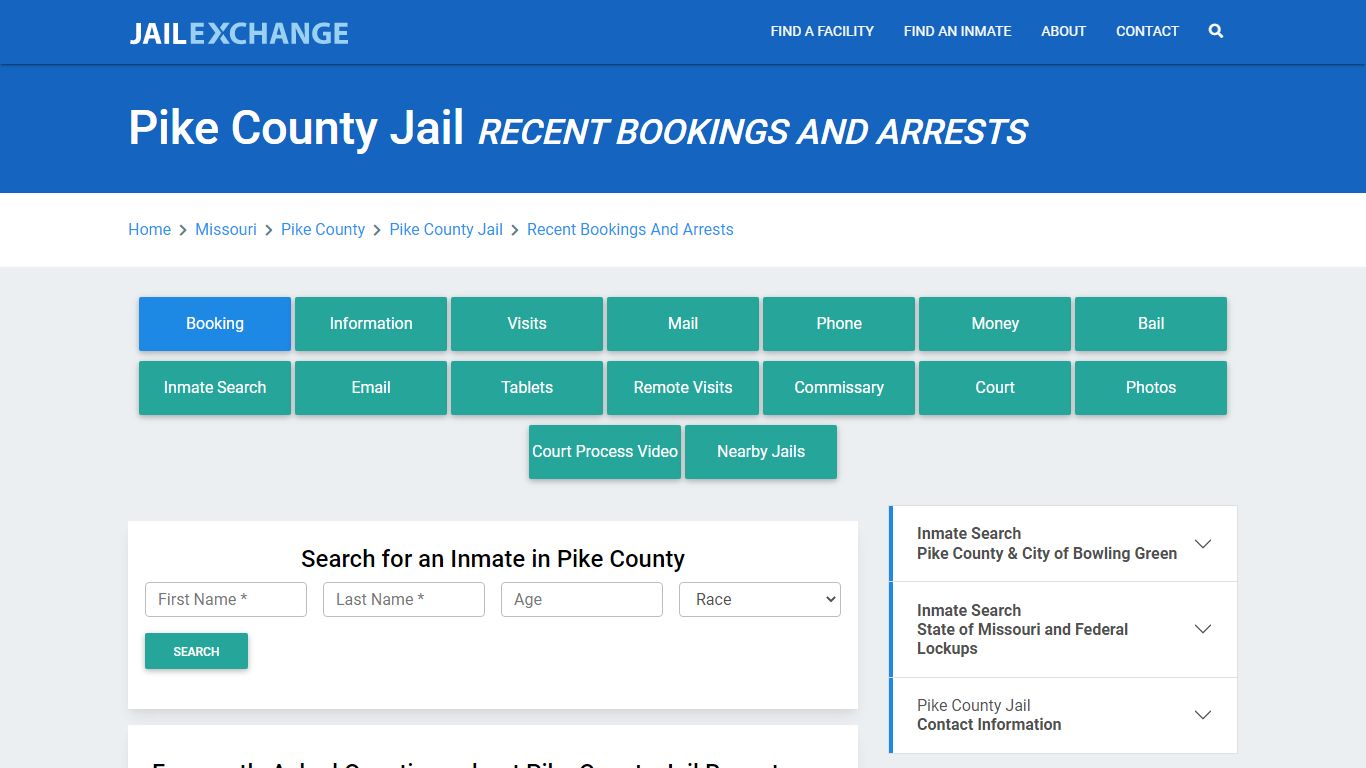 Pike County Jail MO Recent Arrests and Bookings - Jail Exchange